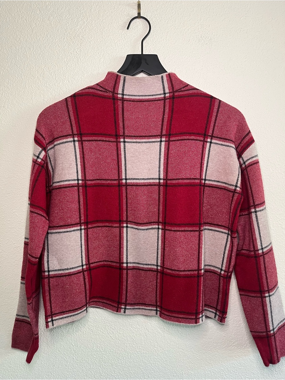 Tahari Women's Preppy Schoolgirl Plaid Mockneck Sweater S